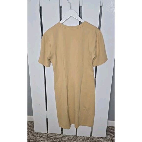 Gestuz AnkaGZ Camel Tan Knee Length Minimalist Sheath Dress MED Career Neutral - Picture 2 of 12